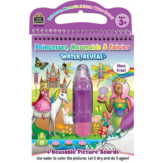 Princesses, Mermaids & Fairies Water Reveal Reusable Coloring Book - Teacher Created Resources - Glee Garden