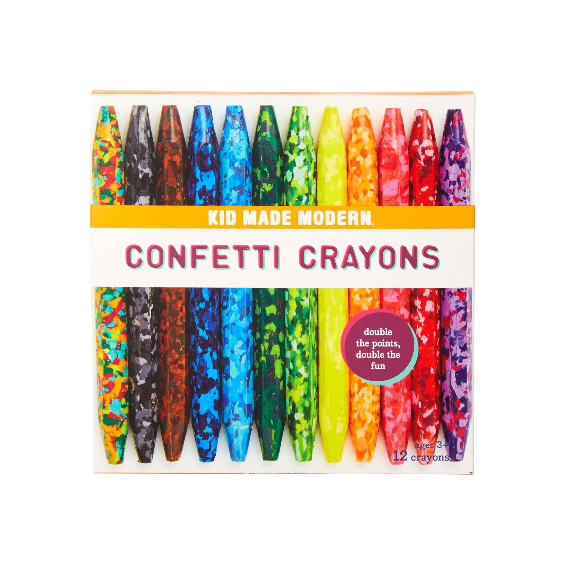 Confetti Crayons Set - 12 Double Pointed Pieces - Kid Made Modern - Glee Garden