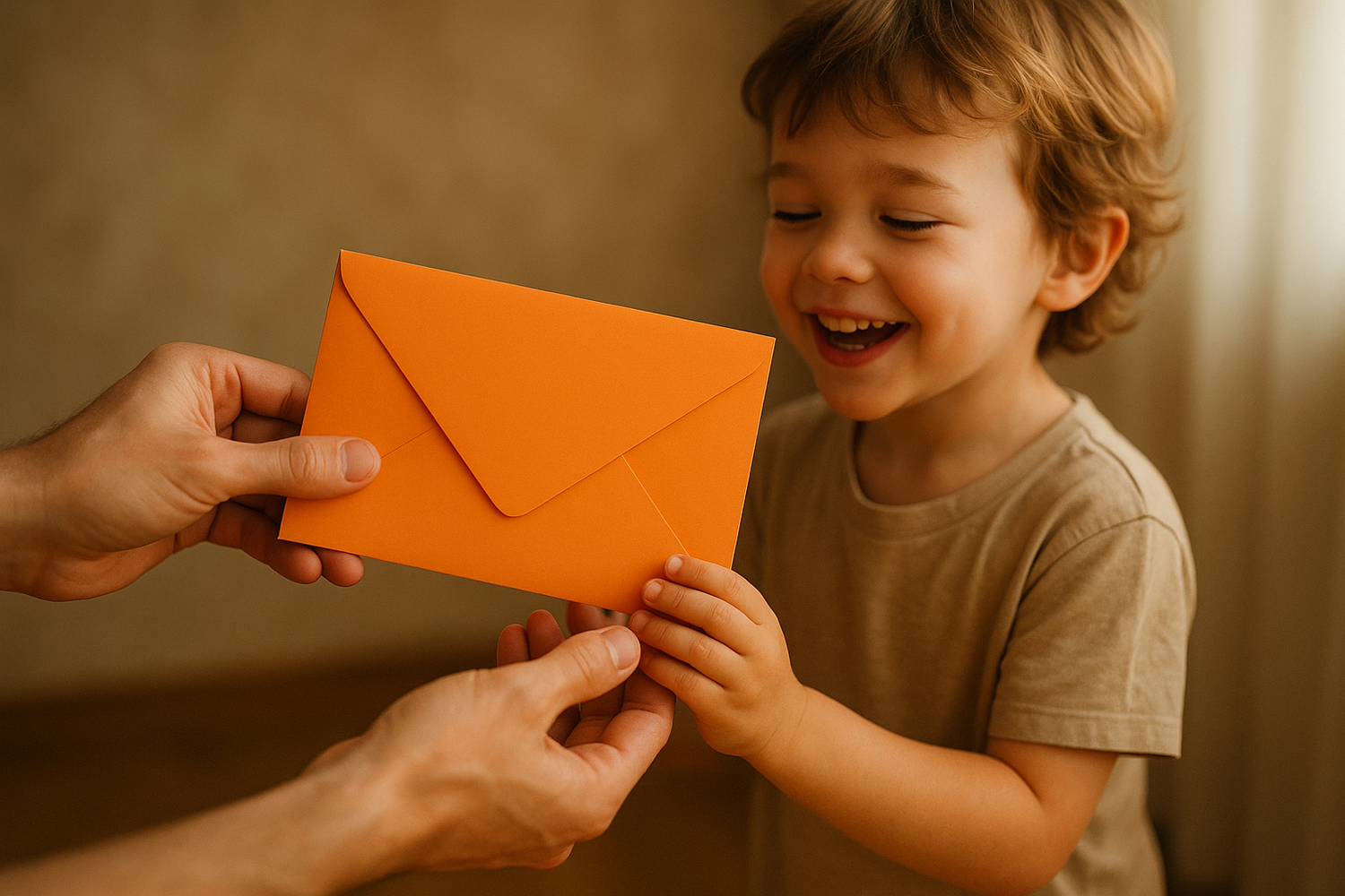 make the design on the envelope blank, make it an orange colored envelope