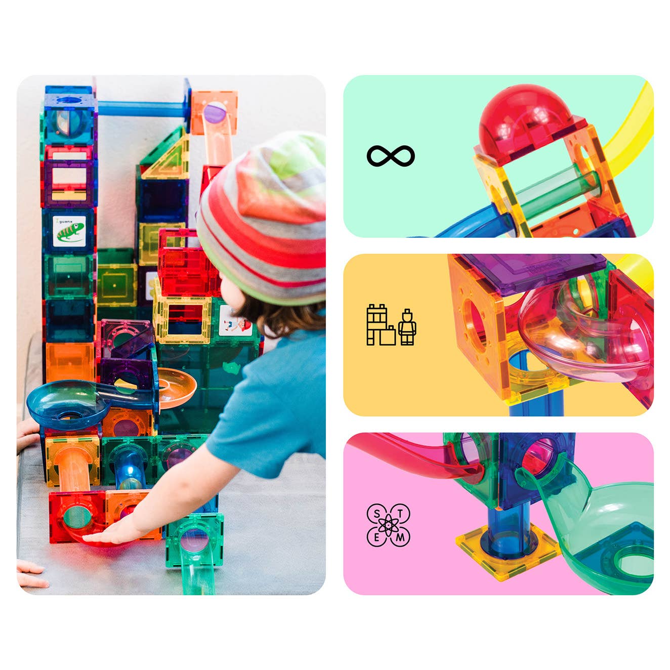 PicassoTiles - PicassoTiles Magnetic Marble Run Set: 70-Piece Set