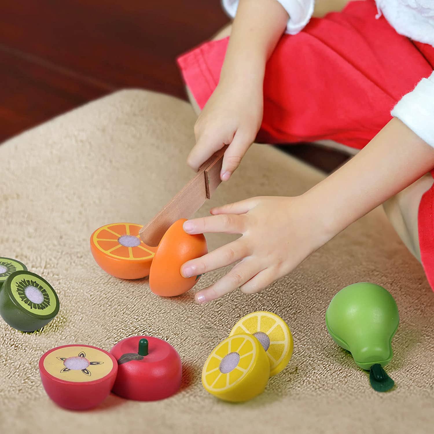 Fun Little Toys - 11 Pcs Wooden Pretend-Play Fruit Cutting Set for Kid Toys - Fun Little Toys - Glee Garden
