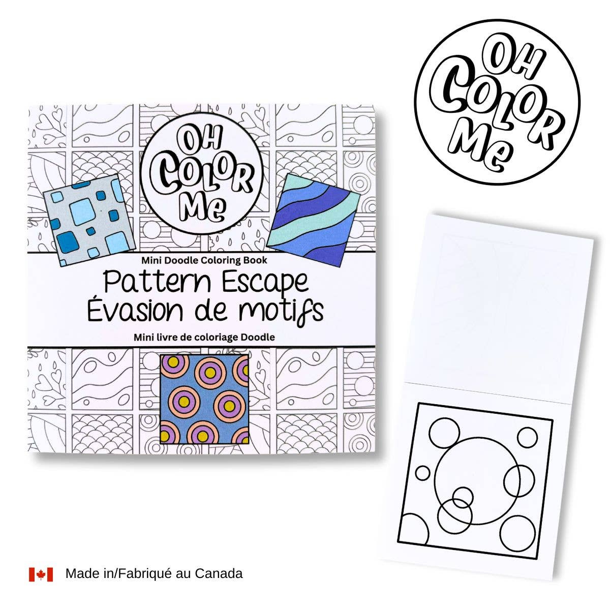 Oh Color Me - Mini Coloring Book Pattern Escape, 4"x4", Small Gifts - Canadian Brand