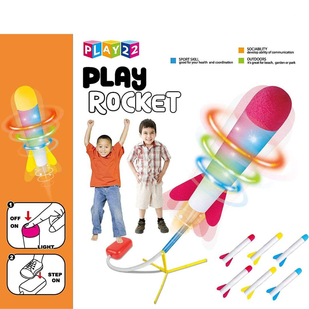 Play22 - Toy Jump Rocket Launcher Set with LED Lights