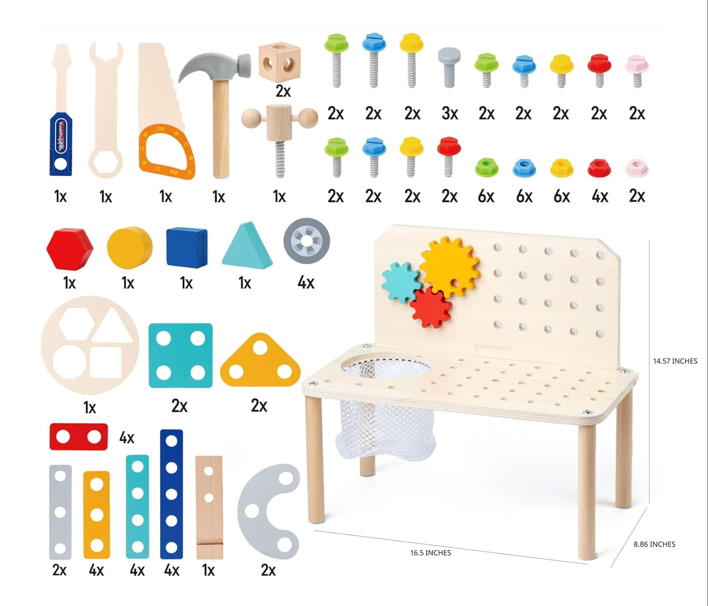 Wooden Kids Tool Bench Play Set - STEM & Montessori Toy - Ages 3+