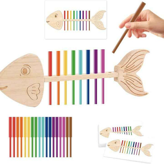 Montessori Wooden Fishbone Matching Game Color Sorting Sensory Toy