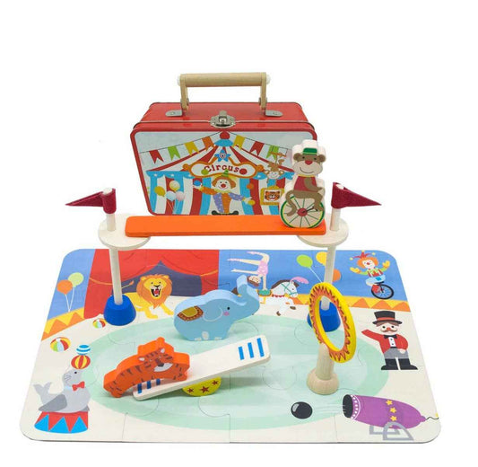 Circus Playset With Puzzle In Tin