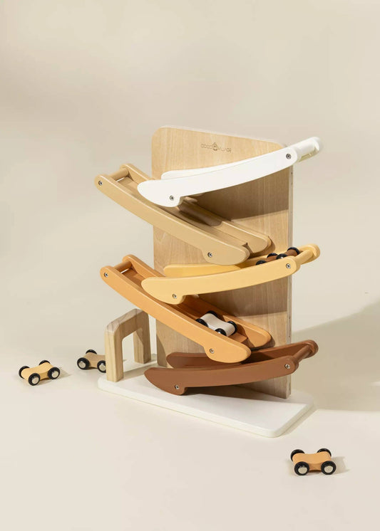 Wooden Car Glider Track - 5 Cars - Coco Village - Glee Garden