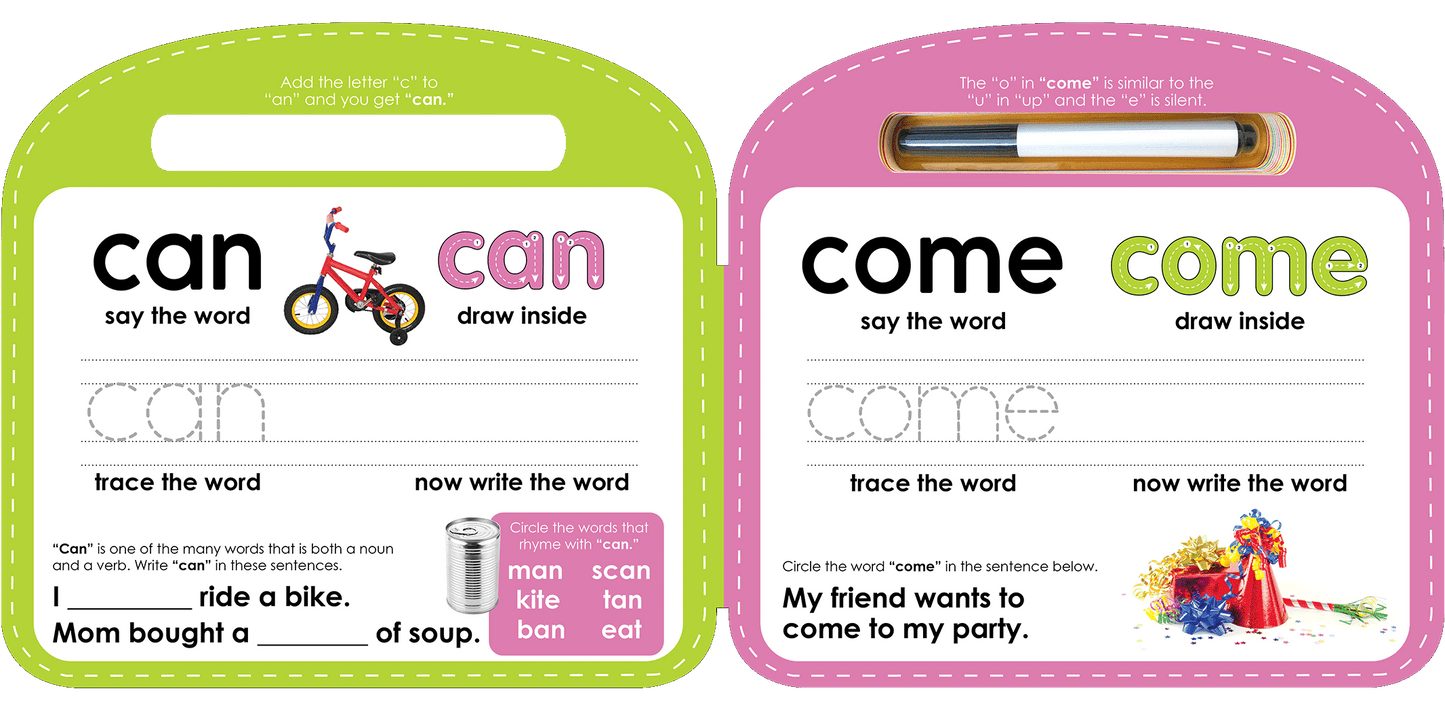 Write & Wipe Sight Words - Little Hippo Books - Glee Garden