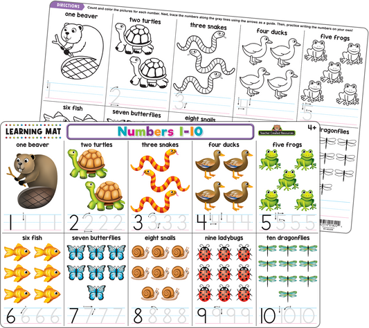 Teacher Created Resources - Numbers 1–10 Learning Mat - Large Table Mat