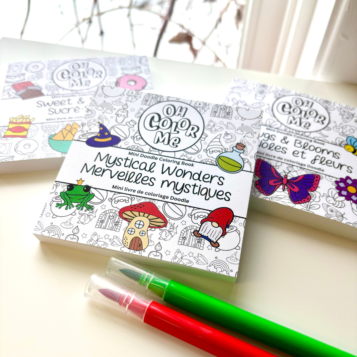 Oh Color Me - Mini Coloring Book Bugs & Blooms, 4"x4", Small Gifts