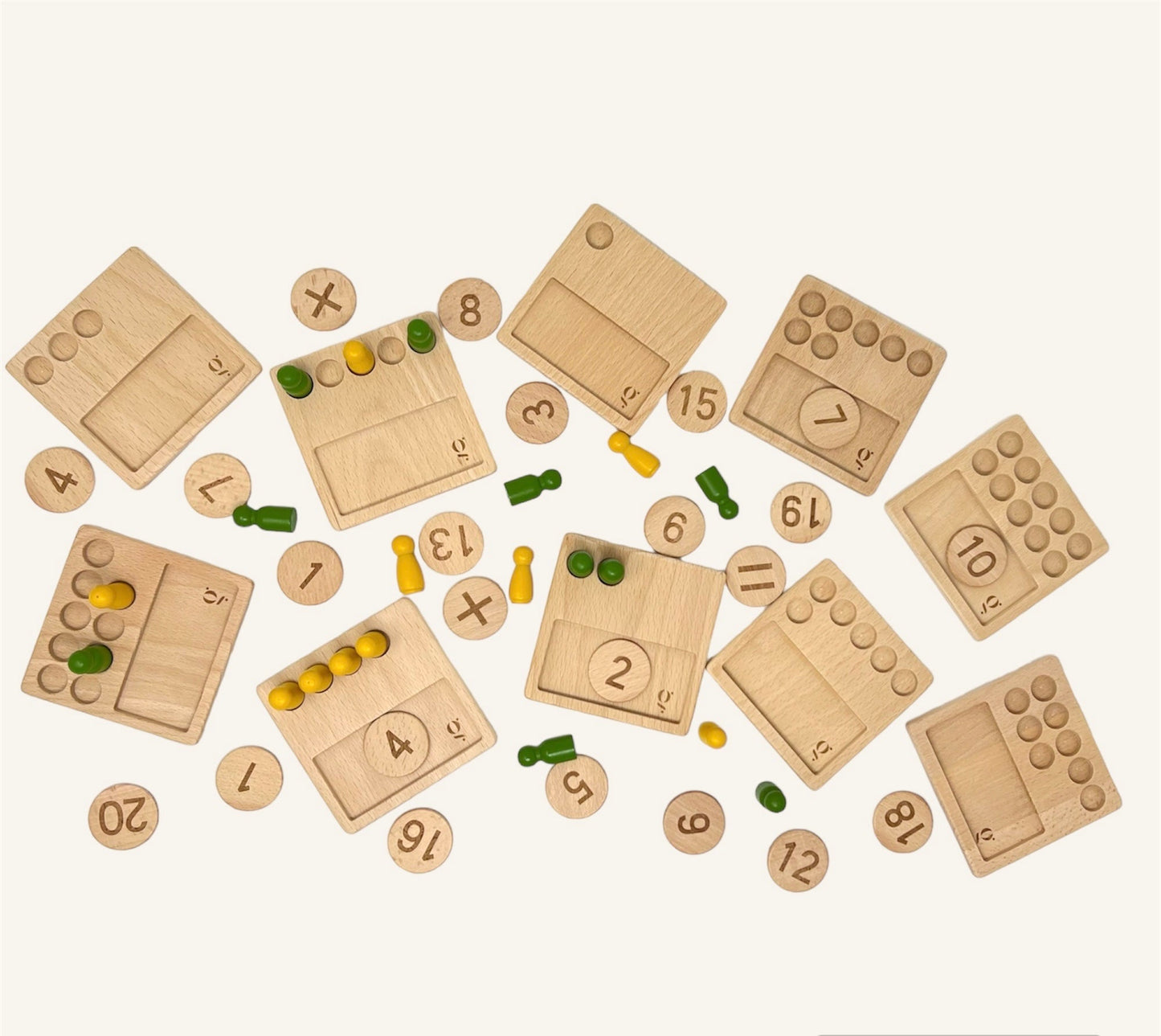 Wooden Math Counting Game - Ten-Frame Peg Doll Puzzle - Ages 3+