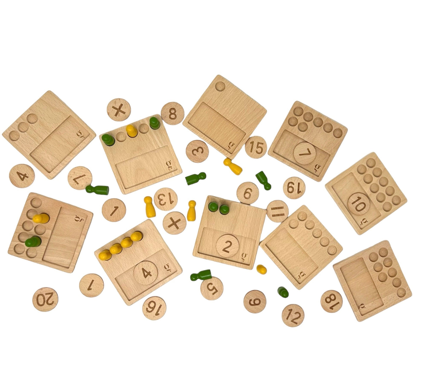 Wooden Math Counting Game - Ten-Frame Peg Doll Puzzle - Ages 3+