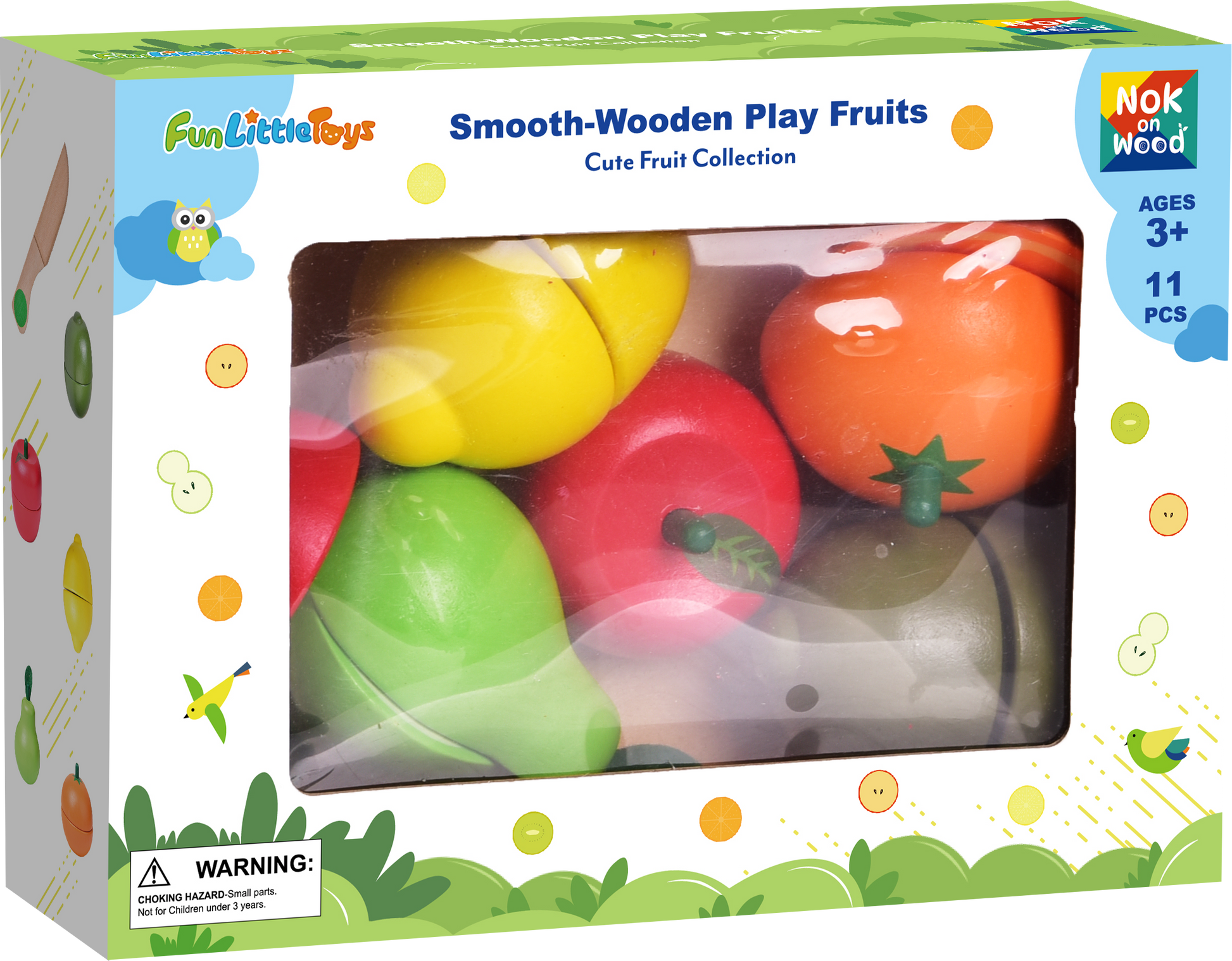 Fun Little Toys - 11 Pcs Wooden Pretend-Play Fruit Cutting Set for Kid Toys - Fun Little Toys - Glee Garden