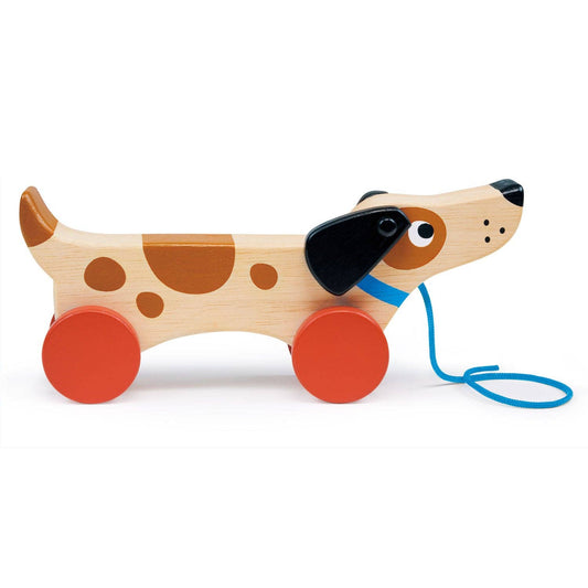 Mentari Toys - Puppy On Wheels Wooden Pull Along Toy - Mentari Toys - Glee Garden