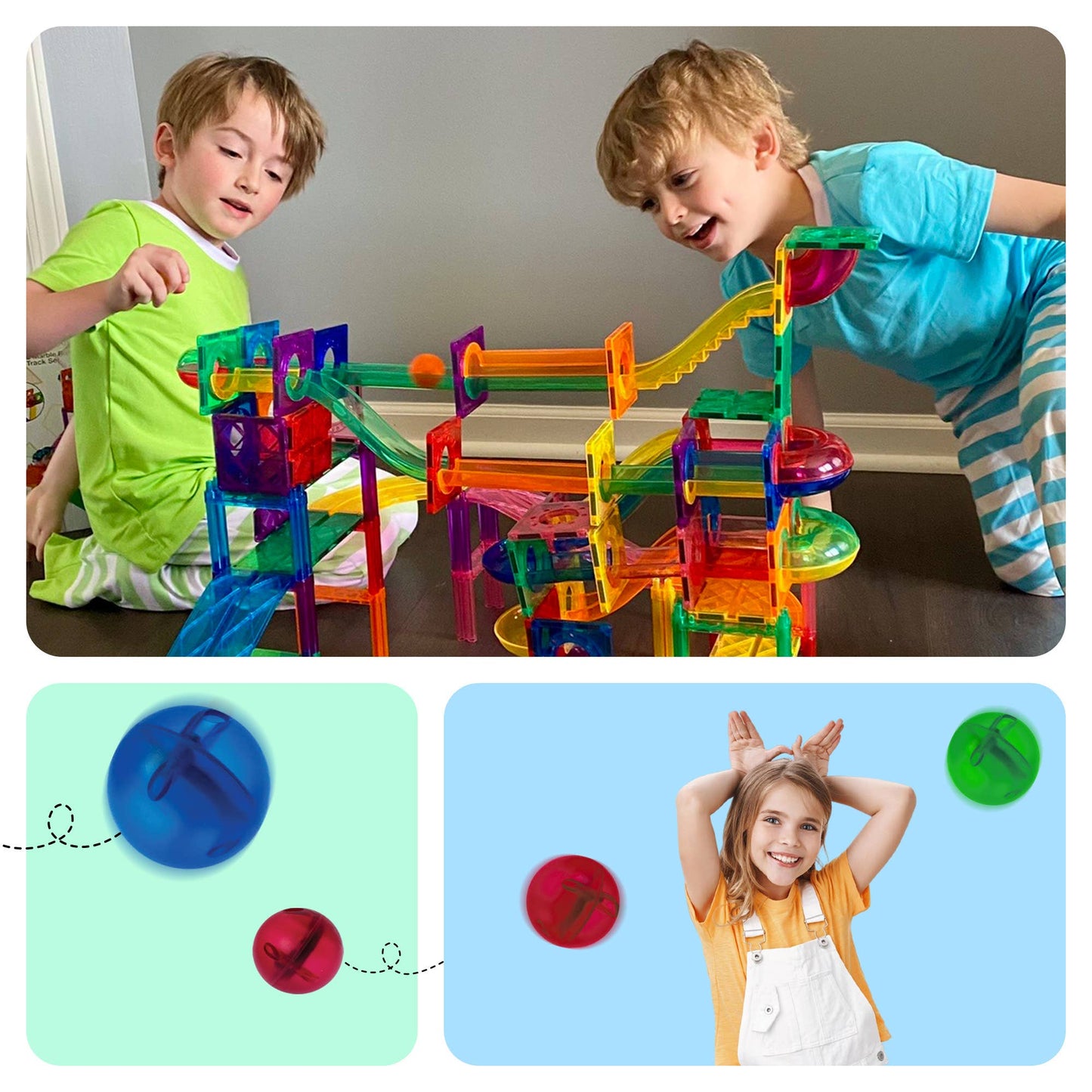 PicassoTiles - PicassoTiles Magnetic Marble Run Set: 70-Piece Set