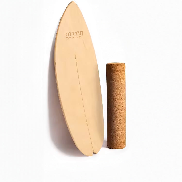 Wooden Balance Board - Surf-Style Balance Trainer with Cork Roller - Ages 5+