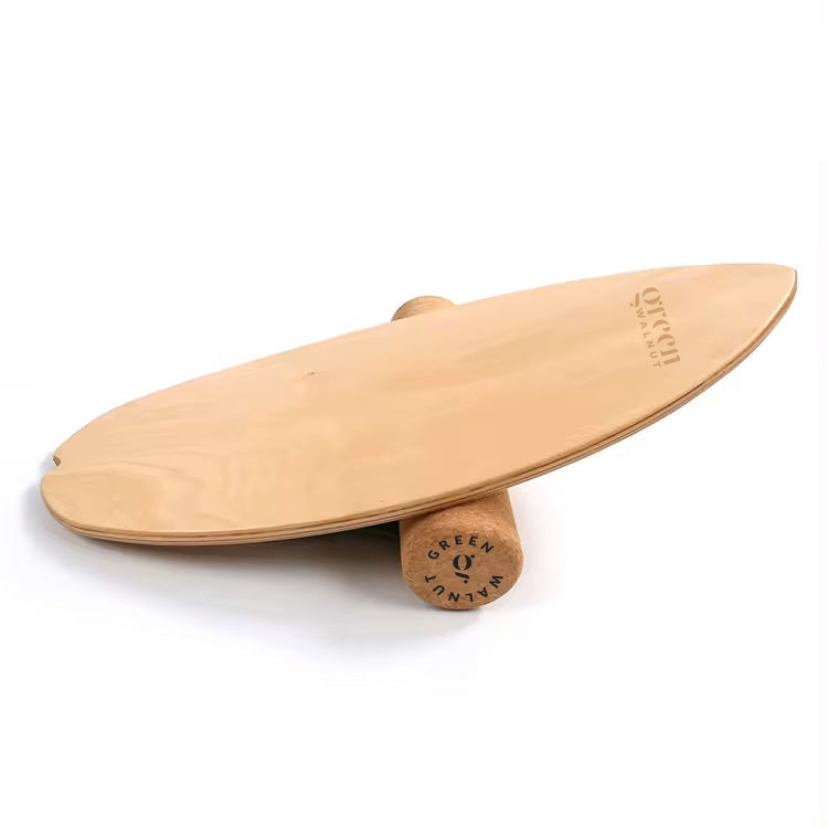 Wooden Balance Board - Surf-Style Balance Trainer with Cork Roller - Ages 5+