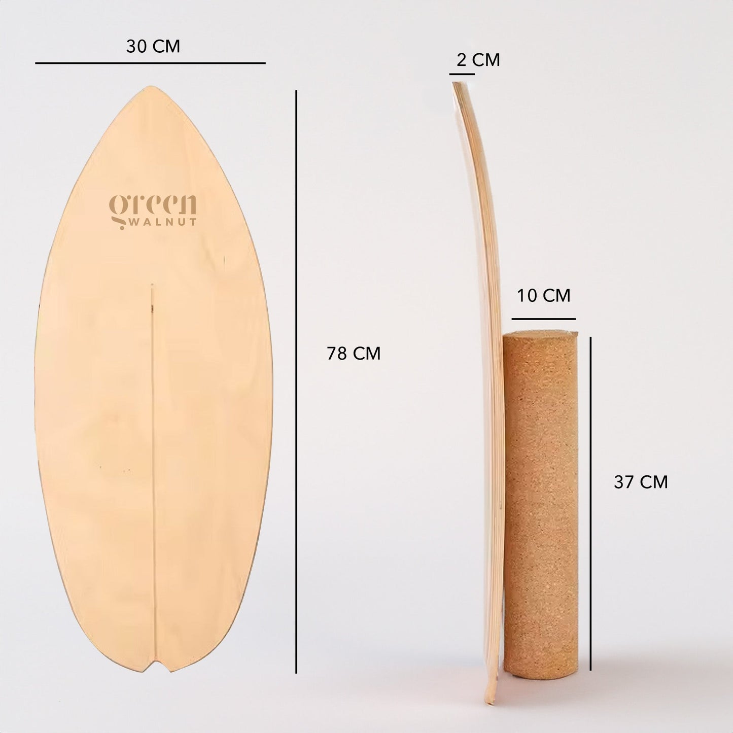 Wooden Balance Board - Surf-Style Balance Trainer with Cork Roller - Ages 5+