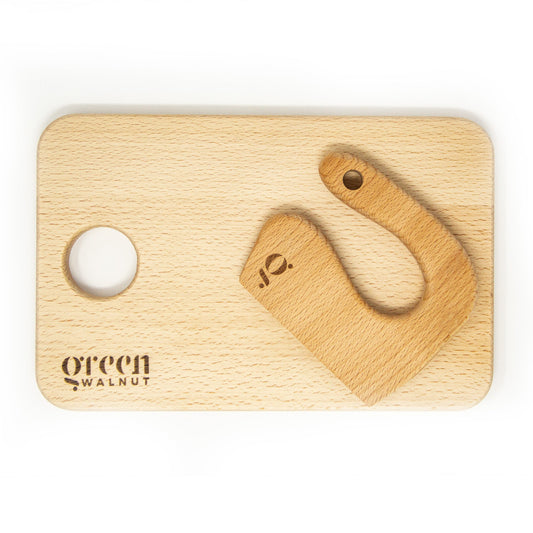 Kids Wooden Knife & Cutting Board Set – Safe Toddler Kitchen Helper - Ages 2+