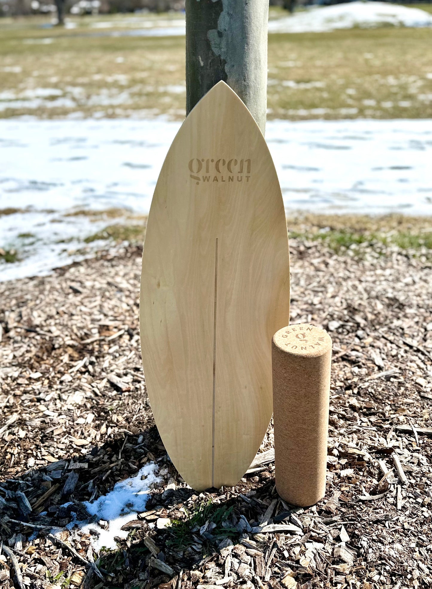 Wooden Balance Board - Surf-Style Balance Trainer with Cork Roller - Ages 5+