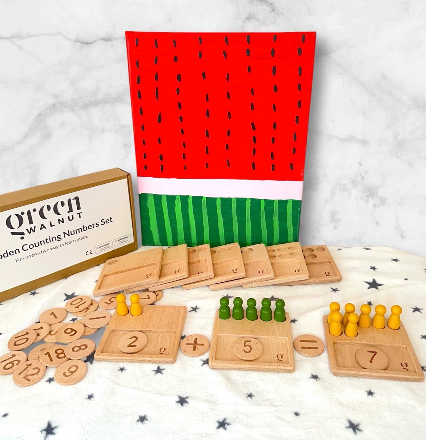 Wooden Math Counting Game - Ten-Frame Peg Doll Puzzle - Ages 3+