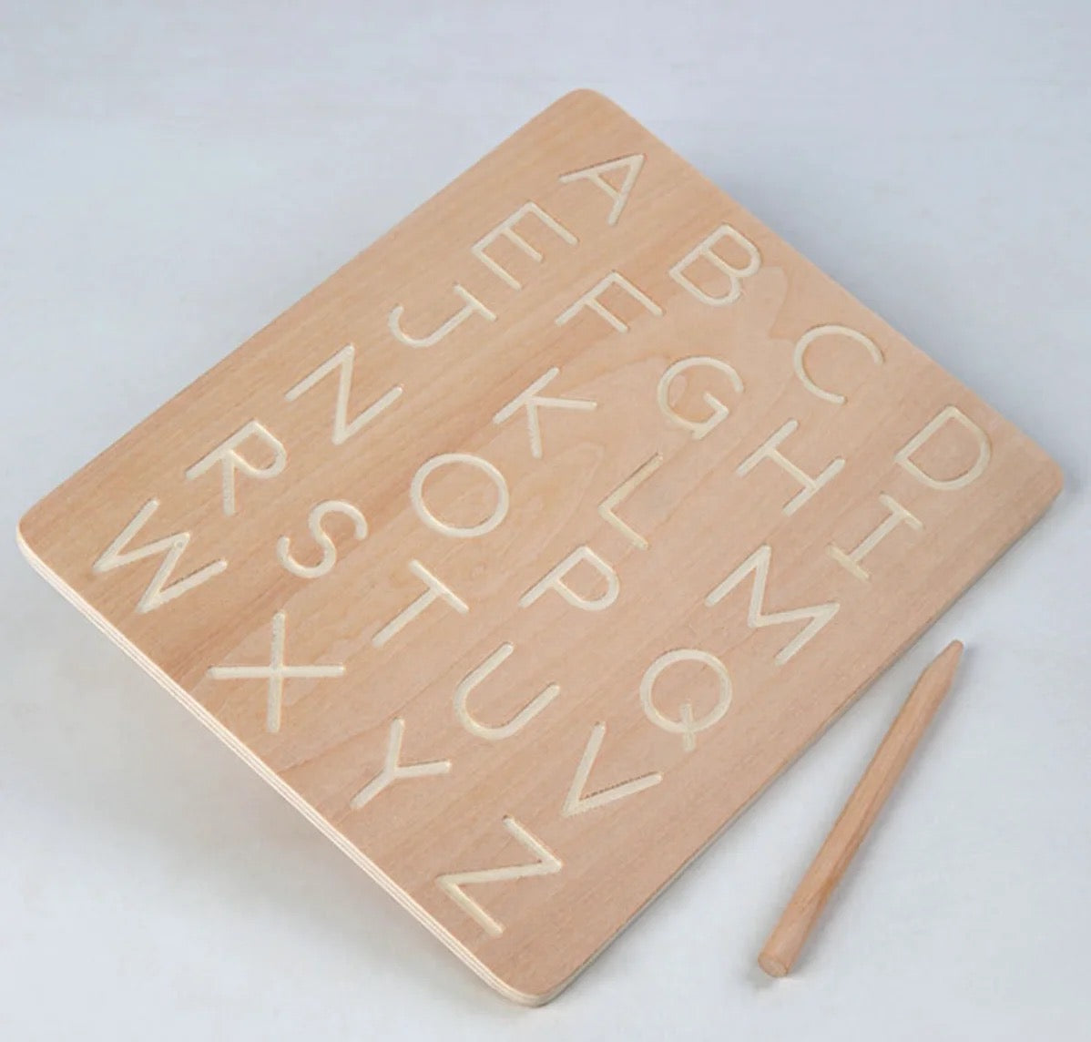 Montessori Wooden Alphabet & Number Tracing Board with Pen - Ages 3+