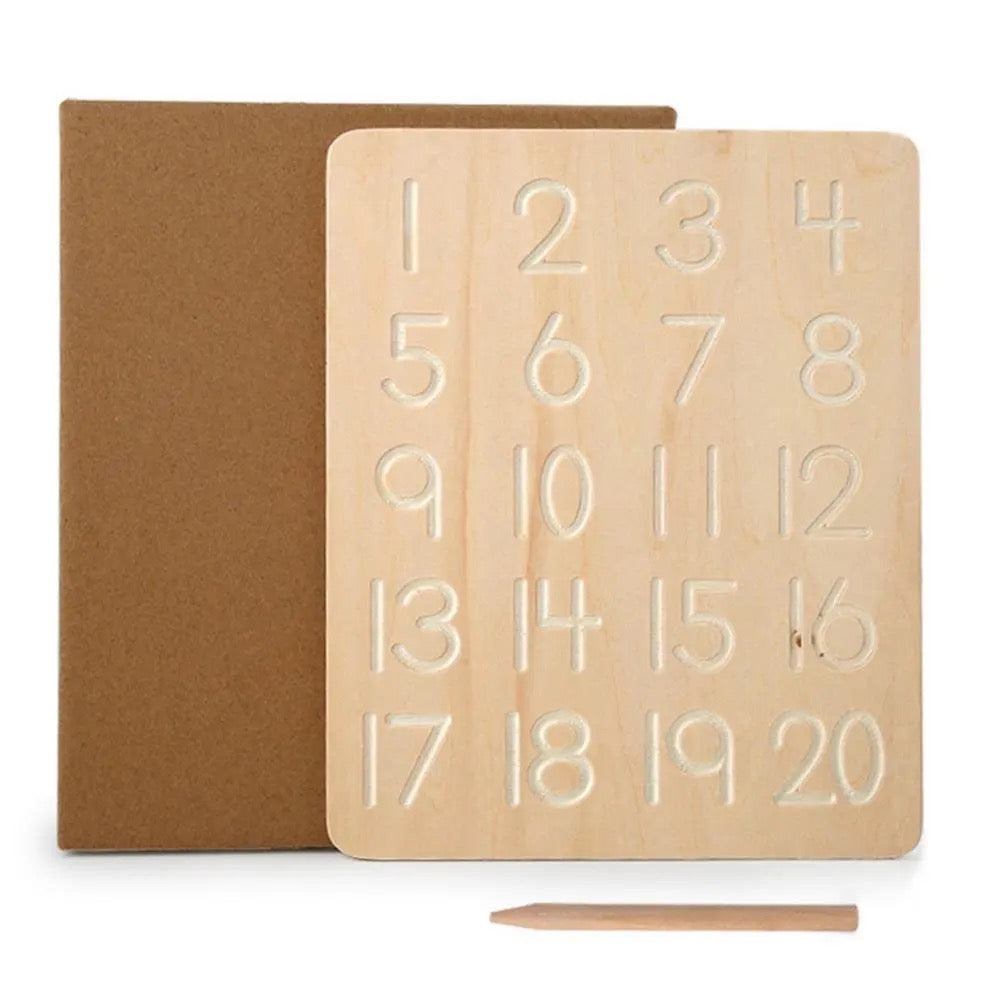 Montessori Wooden Alphabet & Number Tracing Board with Pen - Ages 3+