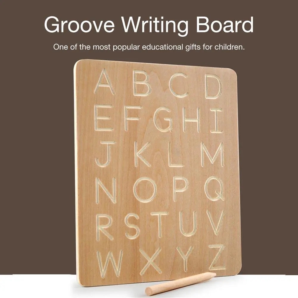 Montessori Wooden Alphabet & Number Tracing Board with Pen - Ages 3+