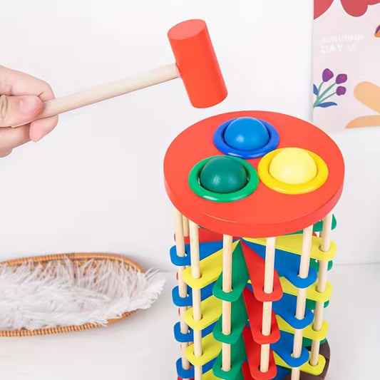 Wooden Ball Track Roller Pound Game - Ideal for Cognitive Development and Motor Skills Enhancement