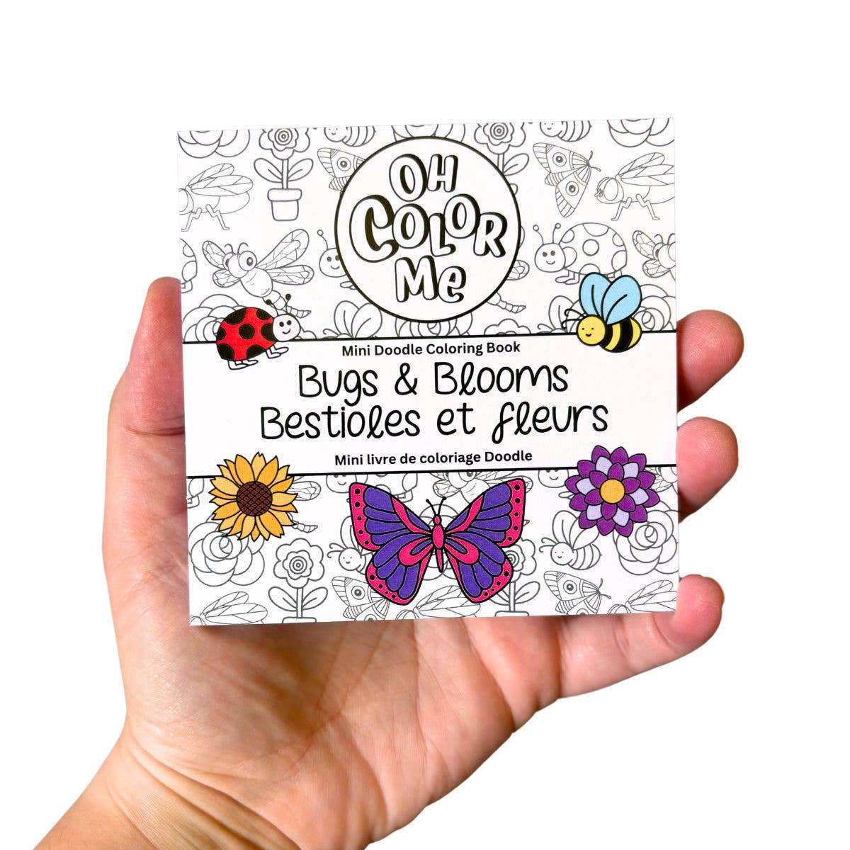 Oh Color Me - Mini Coloring Book Bugs & Blooms, 4"x4", Small Gifts