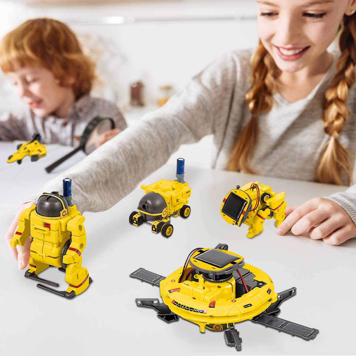 PicassoTiles - PicassoTiles 6-in-1 STEM Kids Solar Powered UFO Robot Kit