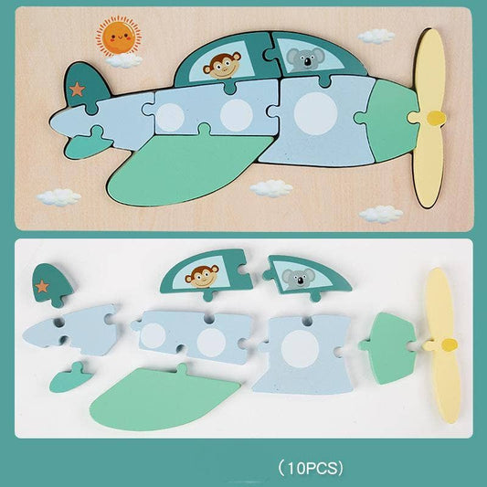 KiddieKickz - Children's Wooden Three-dimensional Board Building Toys: Airplane