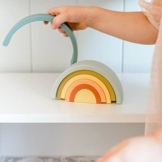 Silicone Rainbow Stacker Toy for Babies - Blueberry Edition