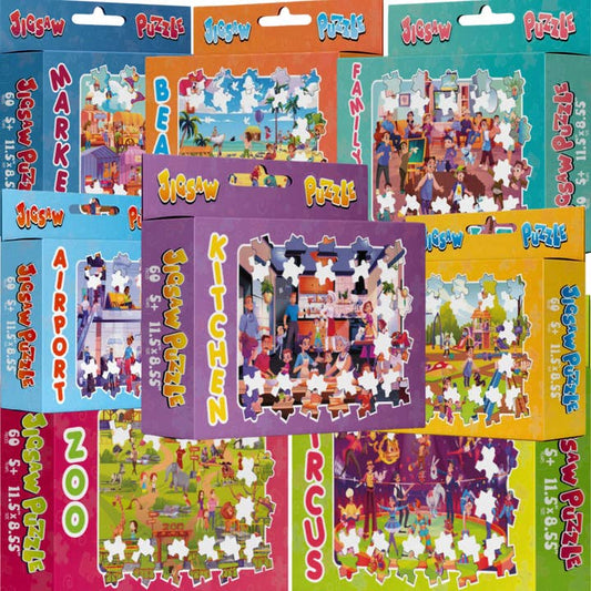 Educational Puzzles for Kids, 60 Pieces, Set of 8 Themes