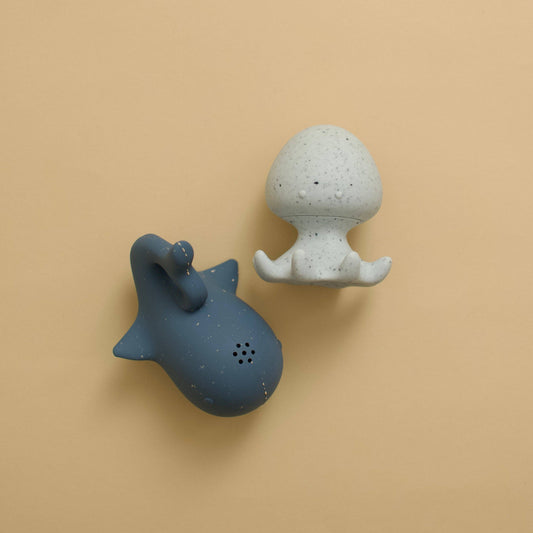 Indigo Ice Whale and Octopus Pair Perfect Natural Bath Toys