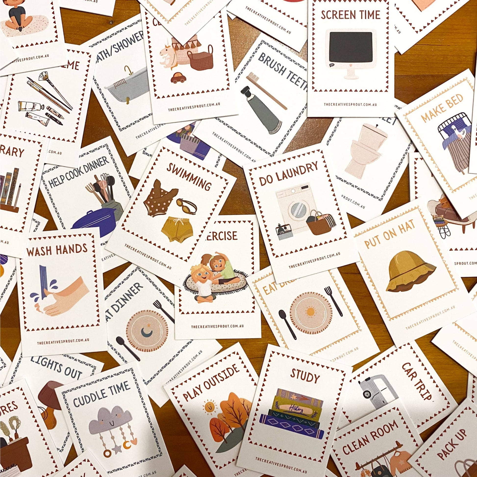72 Daily Routine Cards & Display Stand - Daily Visual Cues - The Creative Sprout - Glee Garden