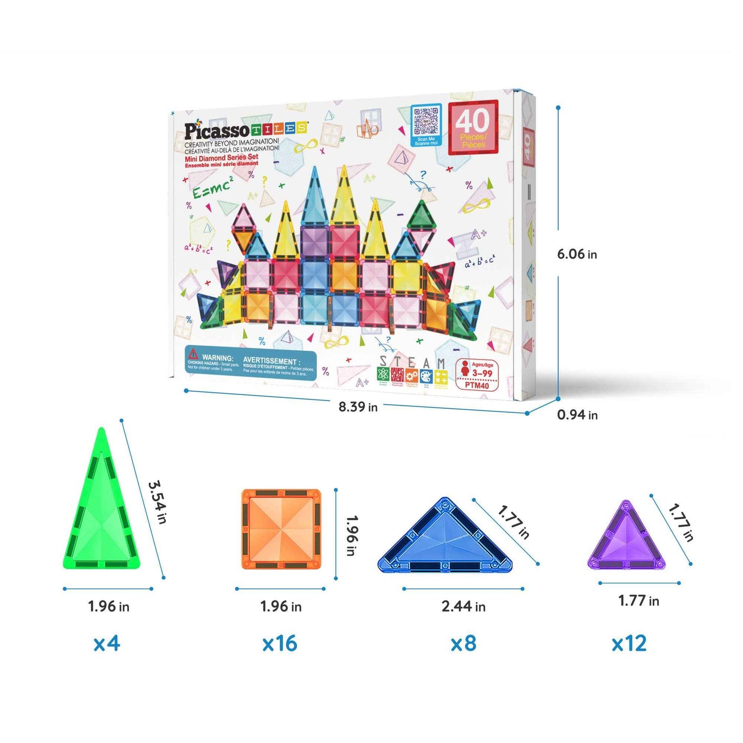 PicassoTiles 40pc Travel Size Magnetic Tile Building Set - PicassoTiles - Glee Garden