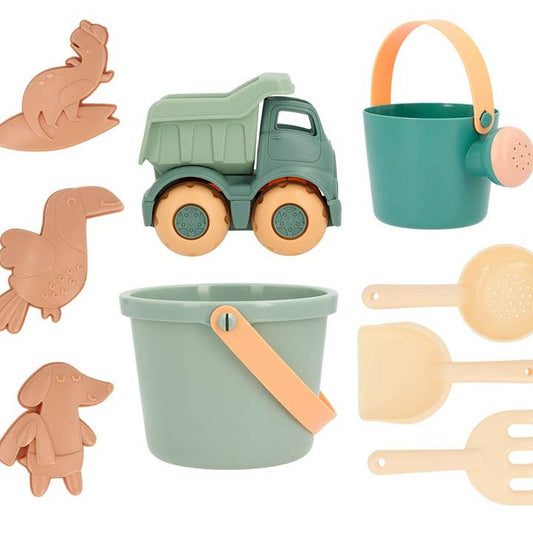 Monnka 9 Piece Sea Green Beach Toy Set - Durable Plastic